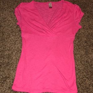 V neck pink shirt shirt